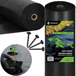 Agrotextília - Poľnohospodárska mulčovacia tkanina (proti burine) Springos čierna 160 x 10000 cm 90 g/m²